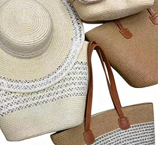 Old woven bag set cap+bag