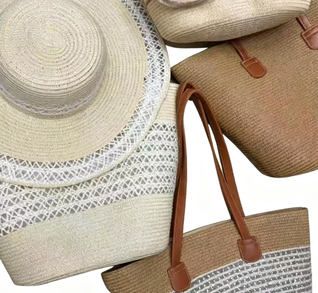 Old woven bag set cap+bag