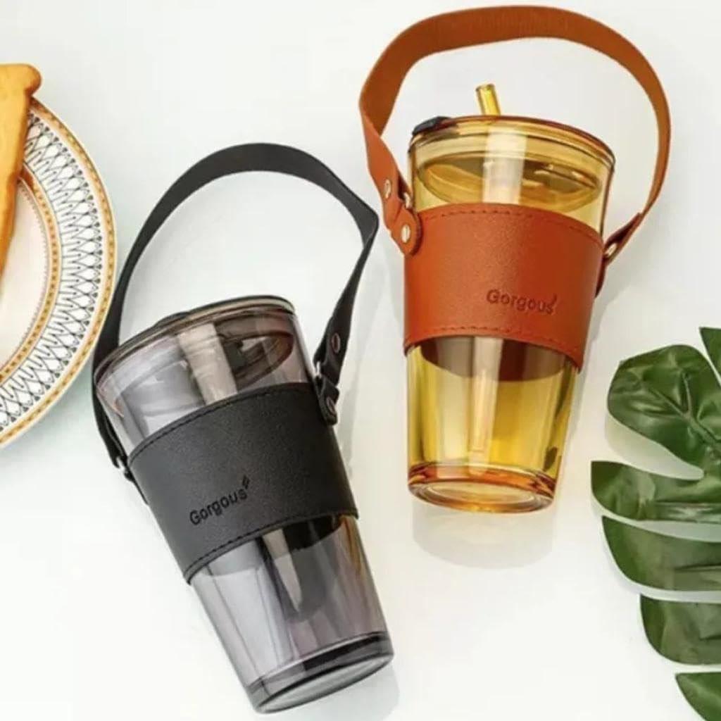 Leather cup with strap