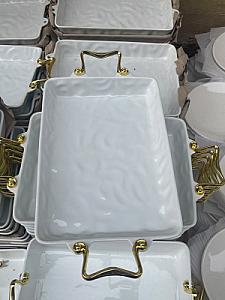 Gold handle baking dish